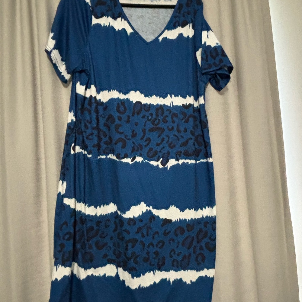 Stylish Blue Leopard Print Dress
